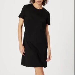 NWT Black Midi Hugo Boss Wool & Elastic Short Sleeve Dress